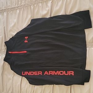 Youth small Under Armour black and red long sleeve tee shirt with zipper